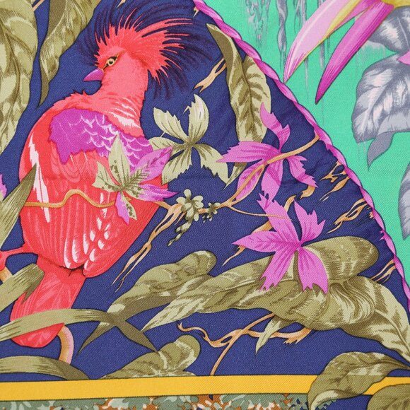 Auth Hermes "Tropiques" by Laurence Bourthoumieux silk scarf vtg Barely Used Con - Picture 4 of 12